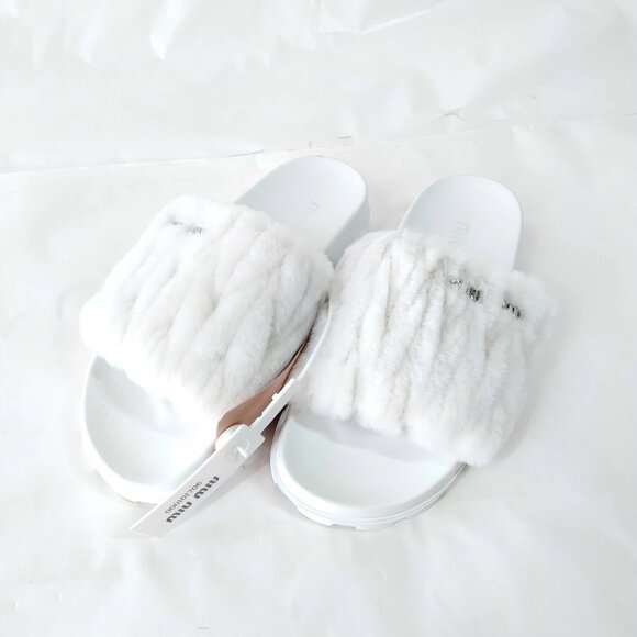 Miu Miu Sandals Women Whites Wool 320-081425 - Picture 1 of 9